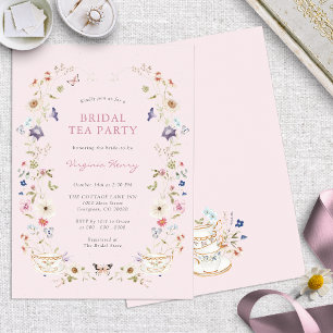 Pink Floral Bridal Tea Party Invitation
