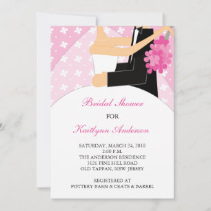Pink Floral Bride Bridal Shower Invitation