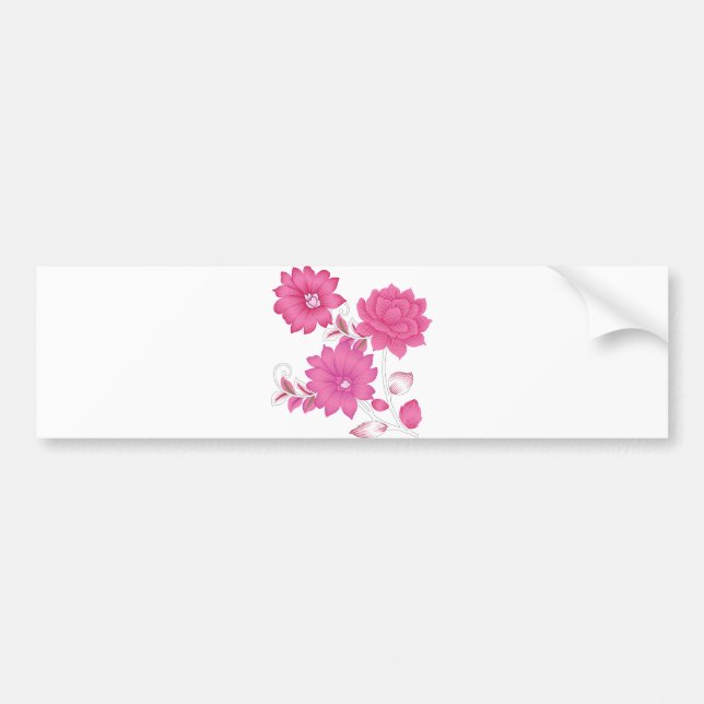 Pink Floral Bumper Sticker Cute Truck Decal (Front)