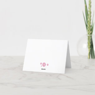 Pink Floral Bunny Girl Baby personalised Thank You Card