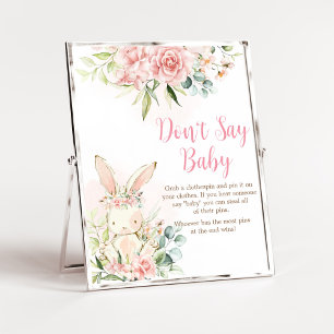 Pink Floral Bunny Rabbit Baby Don't Say Baby Poster