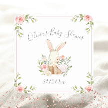 Pink Floral Bunny Rabbit Baby Shower