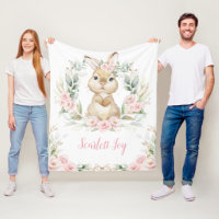 Pink Floral Bunny Rabbit Greenery Girl Nursery