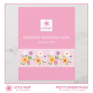 Pink Floral Business Binder Monthly Divider Page