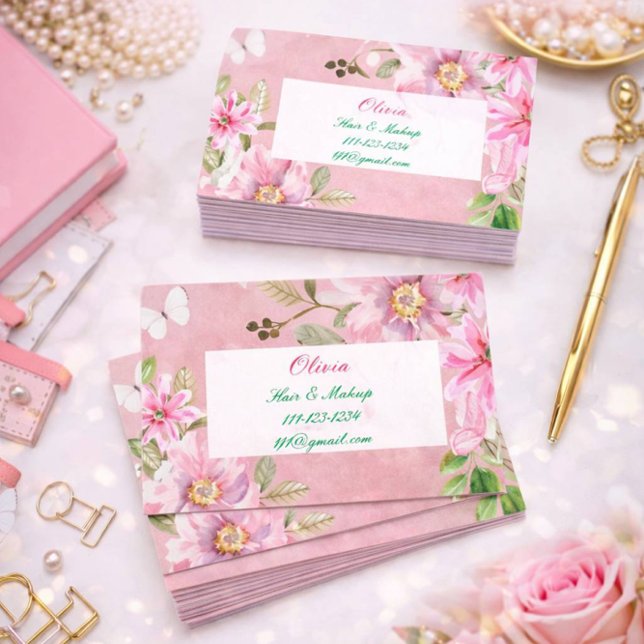 pink floral business card (Creator Uploaded)