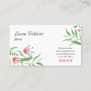 Pink Floral Business Card