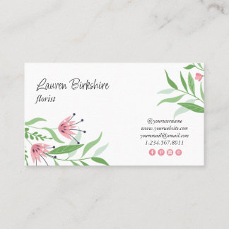 Pink Floral Business Card