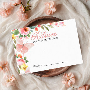 Pink Floral Butterfly Advice for the Bride Card