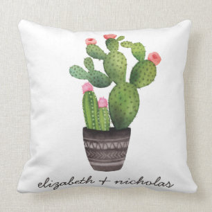 Pink Floral Cactus Cushion
