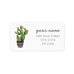 Pink Floral Cactus Label