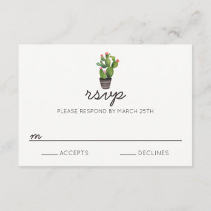 Pink Floral Cactus - RSVP Card