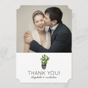 Pink Floral Cactus - Thank You Card