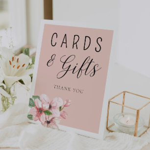 Pink Floral Calligraphy Cards and Gifts Sign