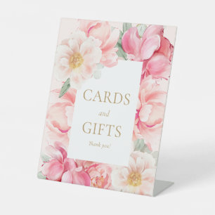 Pink Floral Cards and Gifts Pedestal Sign