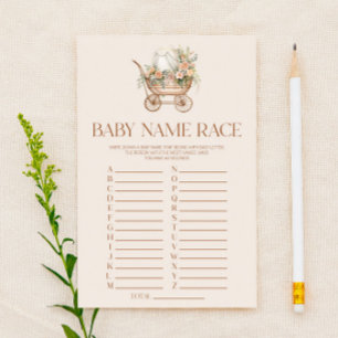 Pink Floral Carriage Name Race Baby Shower Game