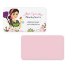 Pink Floral Cartoon Maid House Cleaning Service