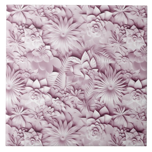 Pink Floral Ceramic Tile (Front)