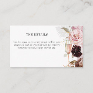 Pink Floral Champagne Bridal Shower Enclosure Card