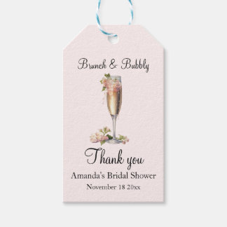 Pink Floral Champagne Bridal Shower Favour  Gift Tags