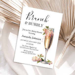Pink Floral Champagne Bridal Shower Invitation