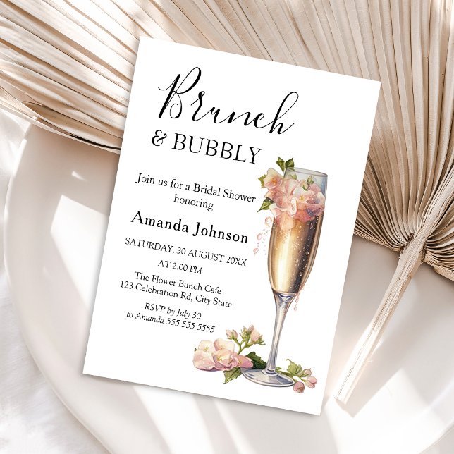 Pink Floral Champagne Bridal Shower Invitation (Creator Uploaded)