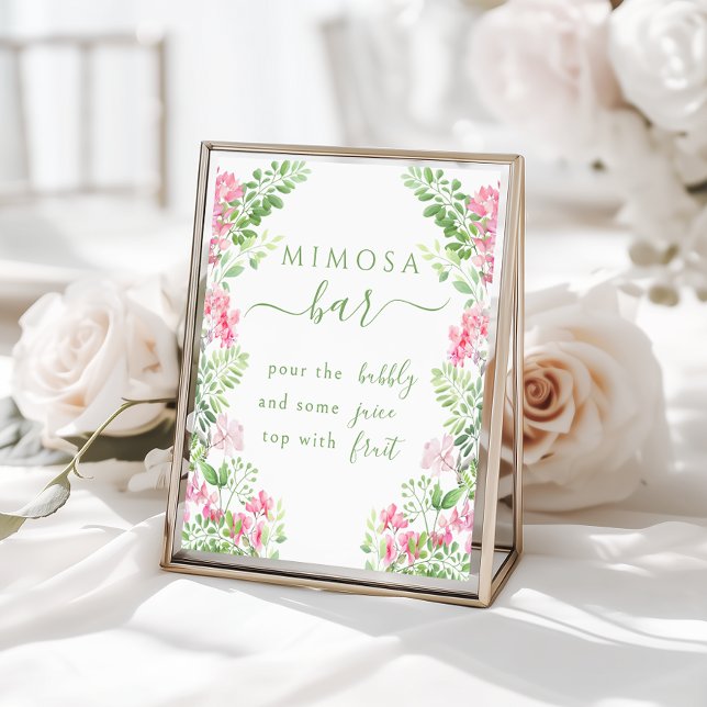 Pink Floral Champagne Glass Mimosa Bar Sign (Creator Uploaded)