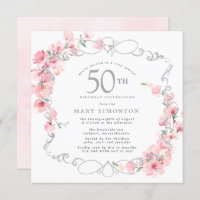Pink Floral Cherry Blossom 50th Birthday Party