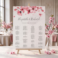 Pink Floral Cherry Blossom Wedding Seating Chart