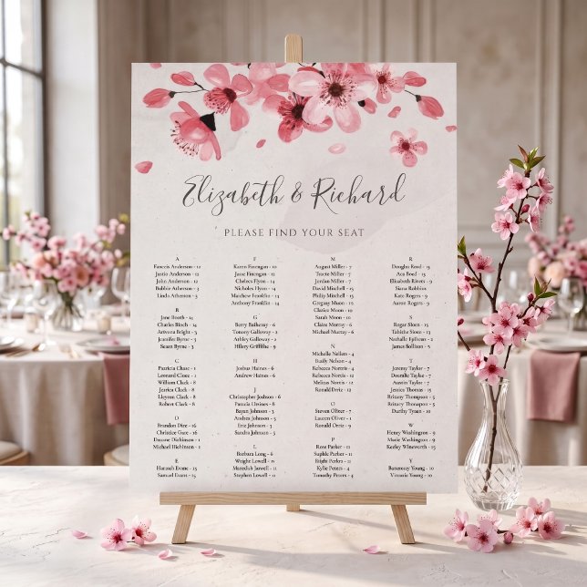 Pink Floral Cherry Blossom Wedding Seating Chart (Creator Uploaded)
