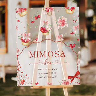 Pink Floral Cherry Mimosa Bar Baby Shower  Acrylic Sign