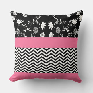 pink floral chevron cushion