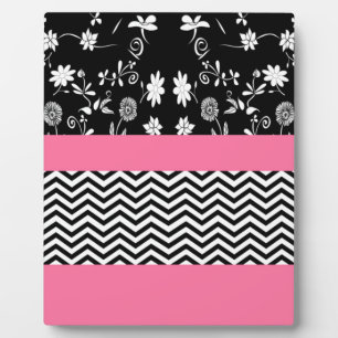 pink floral chevron plaque