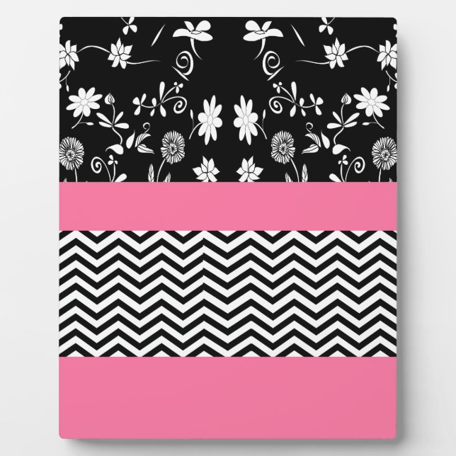 pink floral chevron plaque (Front)