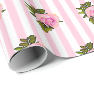 Pink Floral Chic Roses shabby  Gift Wrap