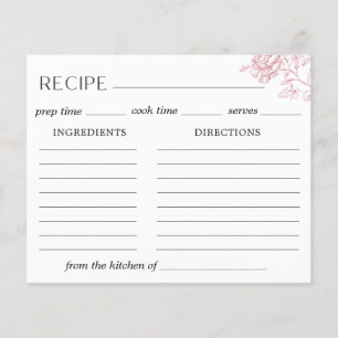 Pink Floral Chinoiserie Recipe Card