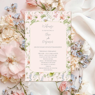 Pink Floral Chinoiserie Wedding Ceremony Program