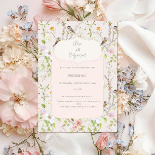 Pink Floral Chinoiserie Wedding Invitation