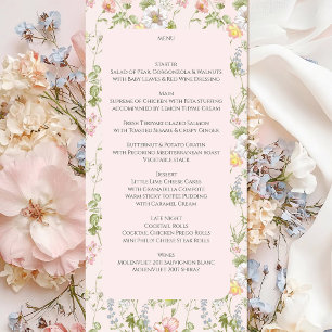 Pink Floral Chinoiserie Wedding Menu