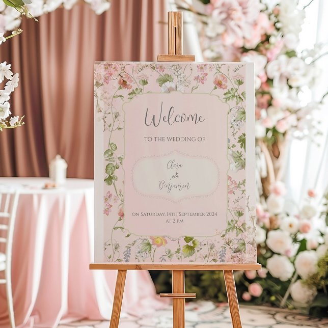 Pink Floral Chinoiserie Wedding Poster (Creator Uploaded)
