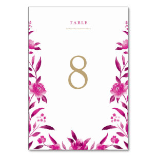 Pink floral Chinoiserie Wedding table card