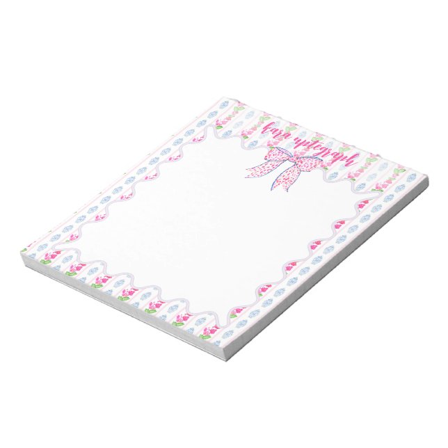 Pink Floral & Chinoserie Personalised Notepad (Rotated)