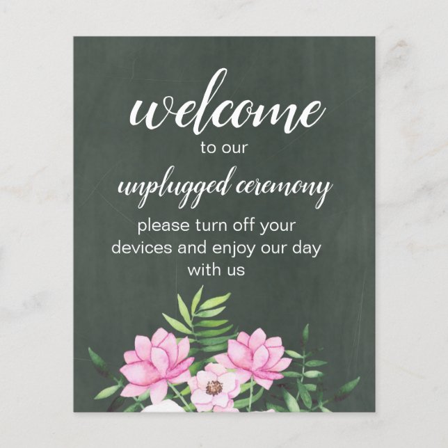 Pink Floral Chlakboard Custom Wedding Sign Budget (Front)