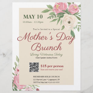 Pink Floral Church Mother's Day Brunch Flyer