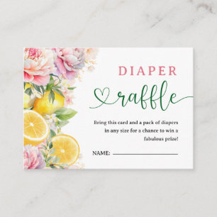 Pink Floral Citrus Baby Shower Diaper Raffle  Enclosure Card