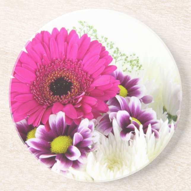Pink floral coaster (Front)