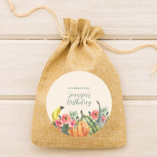 Pink Floral Colourful Pumpkins Fall Birthday Party Classic Round Sticker