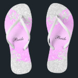 Pink Floral & Confetti Glitter | Wedding Thongs<br><div class="desc">Bridal Party Flip Flop Shoes ready for you to personalise. ⭐This Product is 100% Customisable. Graphics and / or text can be added, deleted, moved, resized, changed around, rotated, etc... 99% of my designs in my store are done in layers. This makes it easy for you to resize and move...</div>