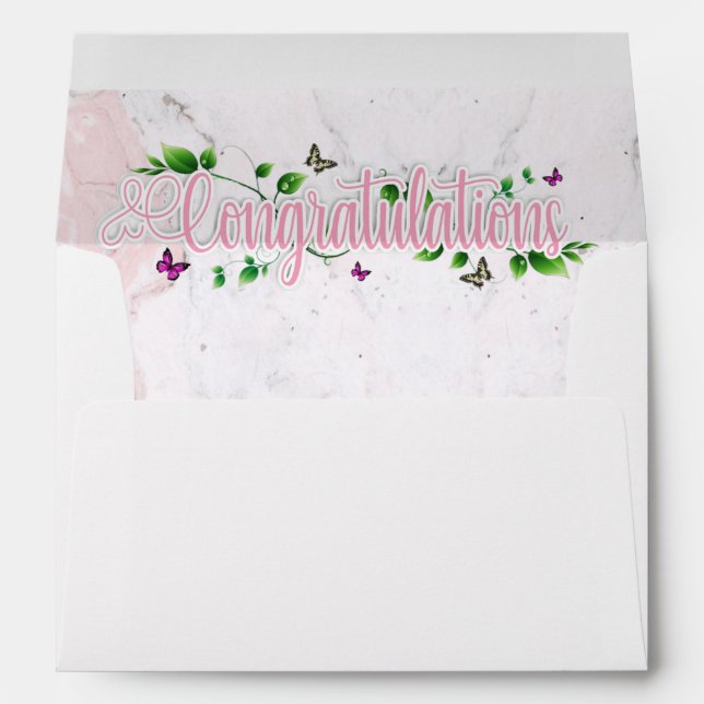 Pink Floral Congratulaions text Envelope  (Back (Bottom))