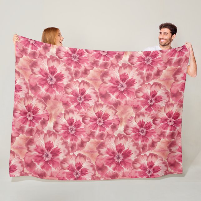 Pink Floral Coquette Fleece Blanket (In Situ)