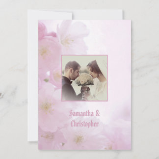 Pink floral country wedding photo invitation
